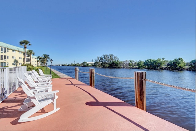 view of dock featuring a water view