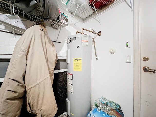 utility room featuring water heater