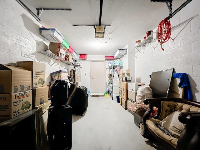 garage with a garage door opener