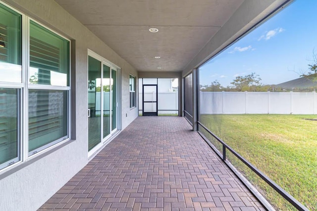 view of unfurnished sunroom