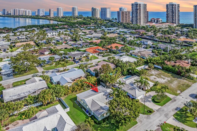 1210 Dolphin Rd, Singer Island, FL 33404 - drone / aerial view with a water view and a view of city