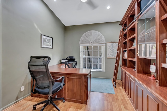 office featuring light hardwood / wood-style flooring