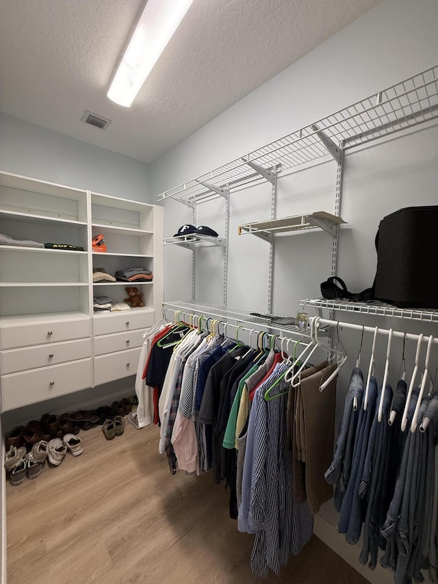 spacious closet with light wood-type flooring