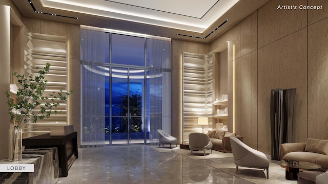 2200 Pga Blvd Unit 406, Palm Beach Gardens, FL 33410 - lobby with a towering ceiling and wood walls