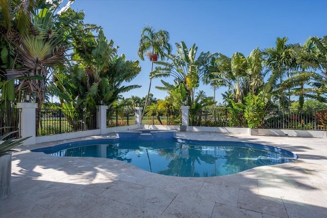 view of swimming pool featuring a patio area