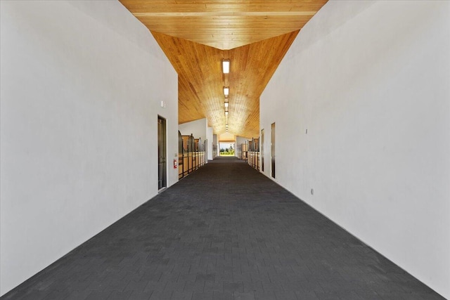 hallway featuring wooden ceiling