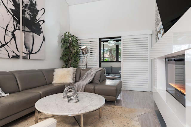 living room with light wood-type flooring