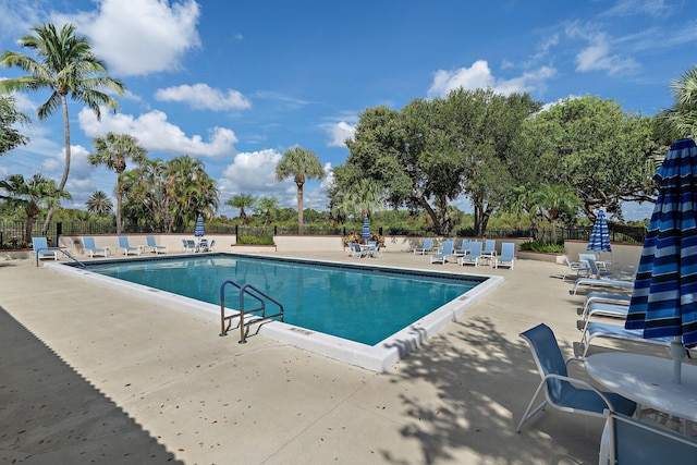 view of pool featuring a patio area