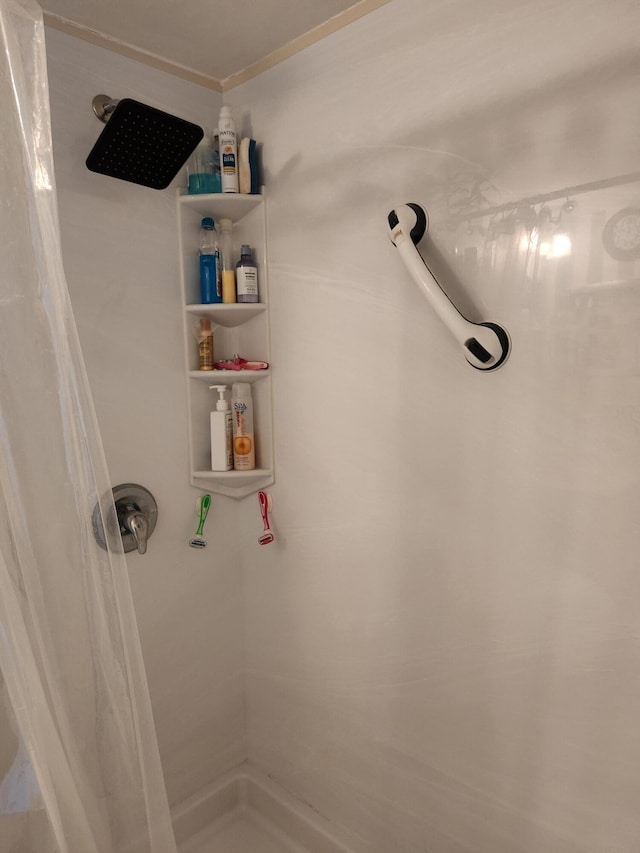 bathroom featuring a shower with curtain