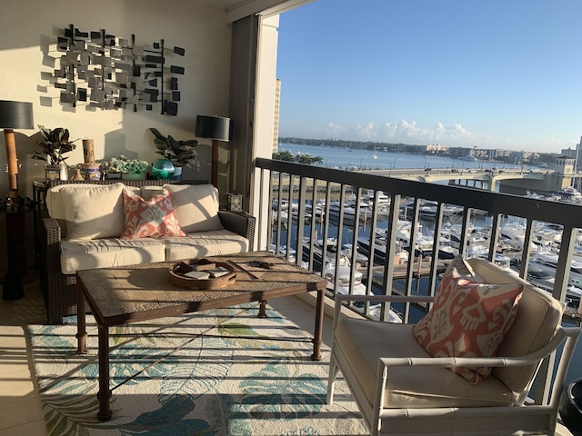 balcony with a water view