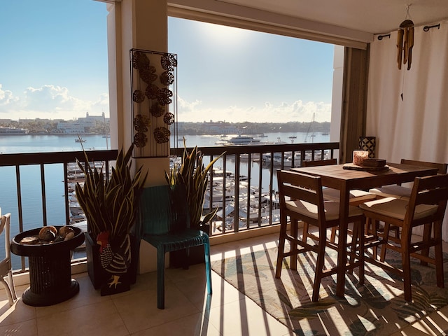 balcony with a water view