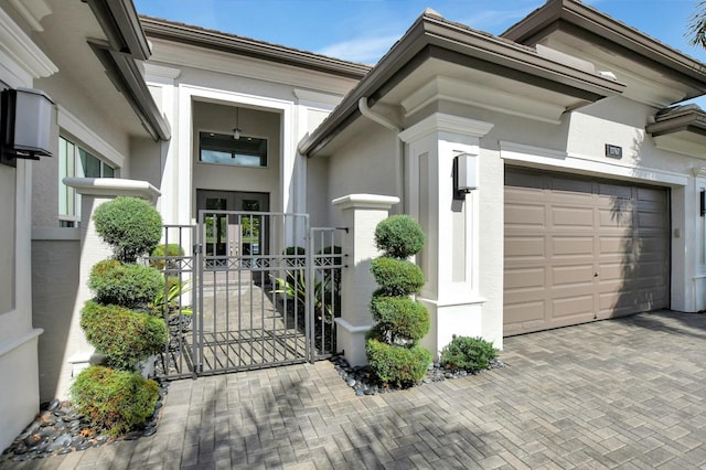 exterior space featuring a garage