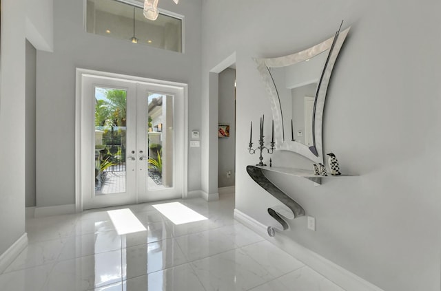 foyer featuring french doors