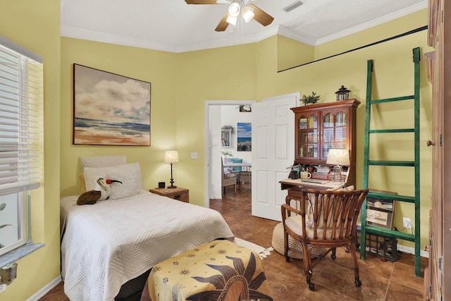 bedroom featuring crown molding