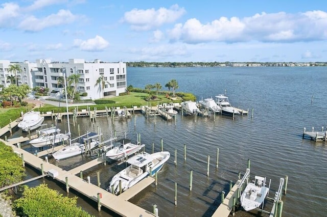 dock area featuring a water view