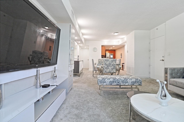 living room with light colored carpet