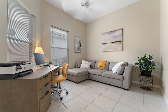 office space featuring light tile patterned flooring