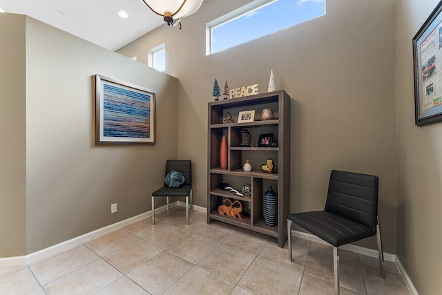 living area with light tile patterned flooring