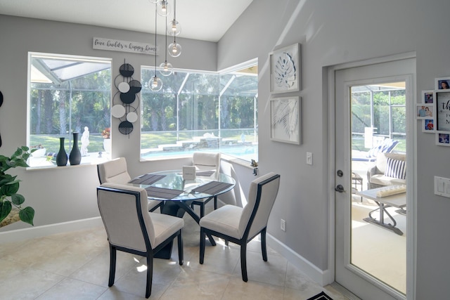 dining room with light tile patterned floors