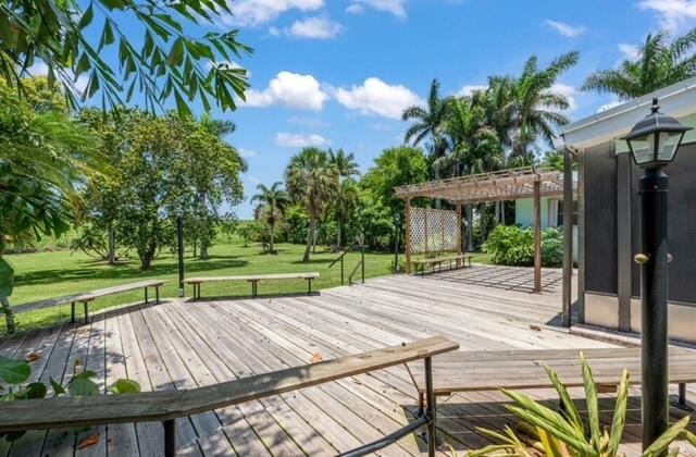 1531 Bacom Point Rd, Pahokee, FL 33476 - deck featuring a pergola and a yard