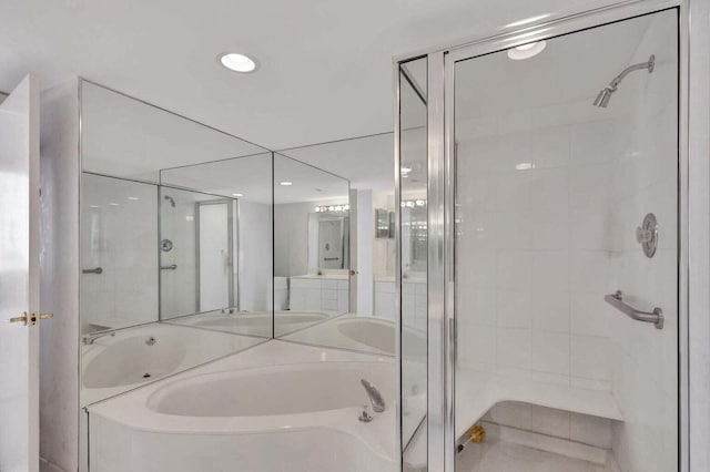 bathroom with independent shower and bath