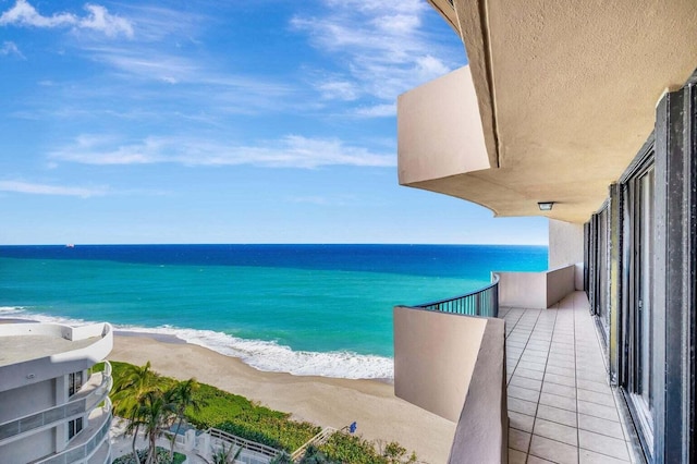 view of water feature featuring a beach view