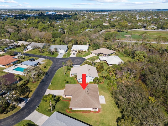 bird's eye view with a residential view
