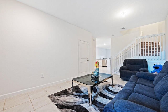 view of tiled living room