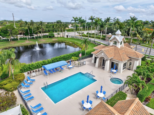 6718 Jog Palm Dr, Boynton Beach, FL 33437 - community pool featuring fence, a patio area, and a water view