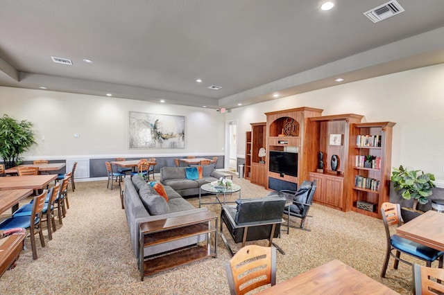 21117 Via Solano, Boca Raton, FL 33433 - living area with recessed lighting, visible vents, and light colored carpet