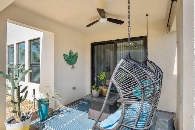 view of patio with ceiling fan