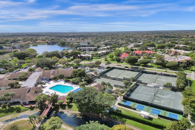 bird's eye view featuring a water view