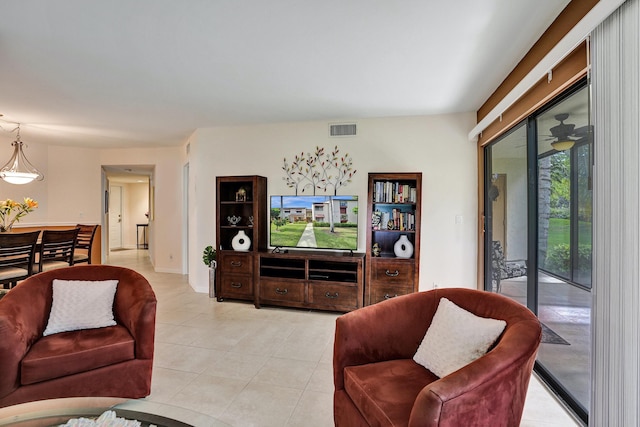 view of tiled living room