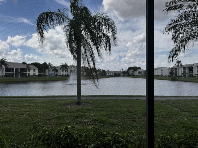 view of water feature with a residential view