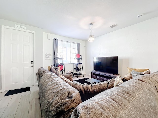 living room with light wood-type flooring