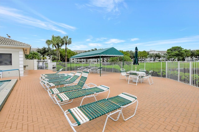 view of patio / terrace featuring a gazebo