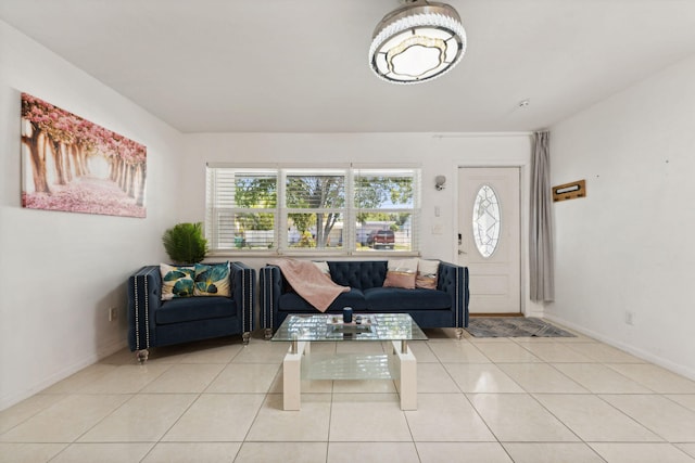 view of tiled living room