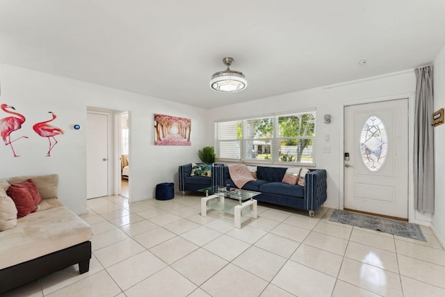 view of tiled living room