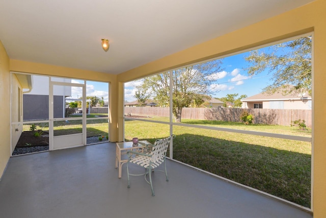 view of unfurnished sunroom