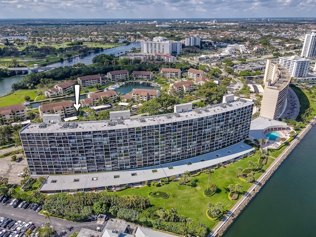 bird's eye view featuring a water view