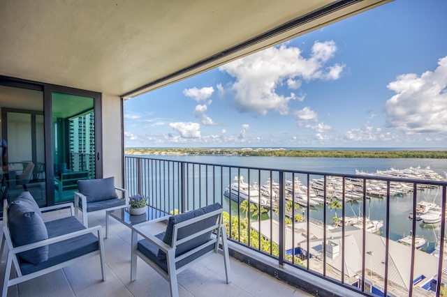 balcony with a water view