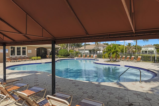 view of pool featuring a patio