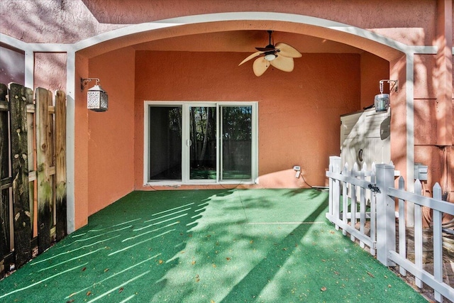 view of patio / terrace featuring ceiling fan