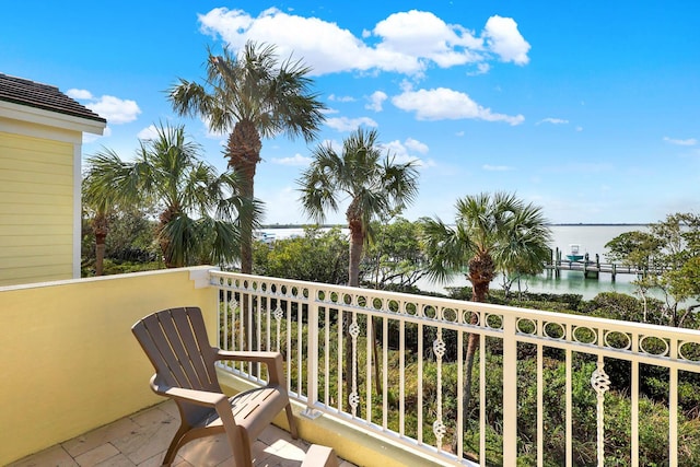 balcony with a water view