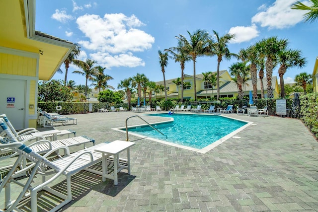 view of pool featuring a patio