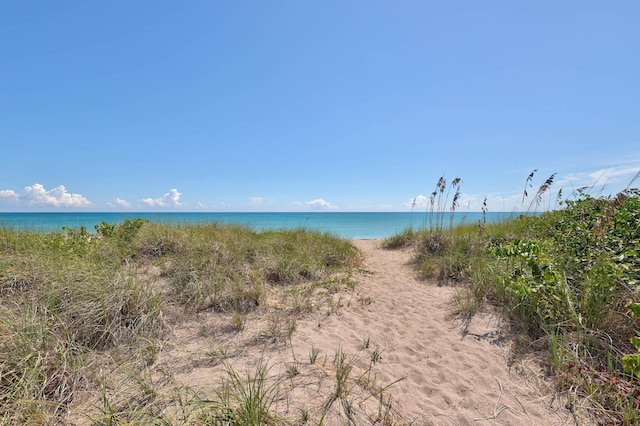 property view of water with a beach view