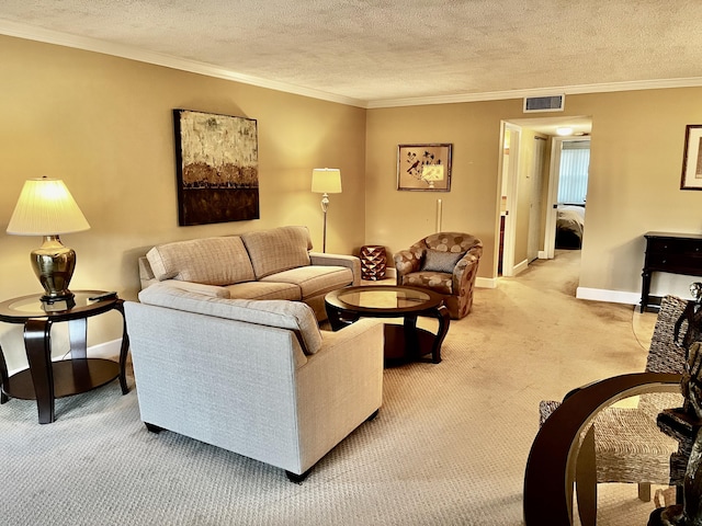 1292 High Point Pl S Unit B, Delray Beach, FL 33445 - living room featuring light colored carpet, ornamental molding, and a textured ceiling