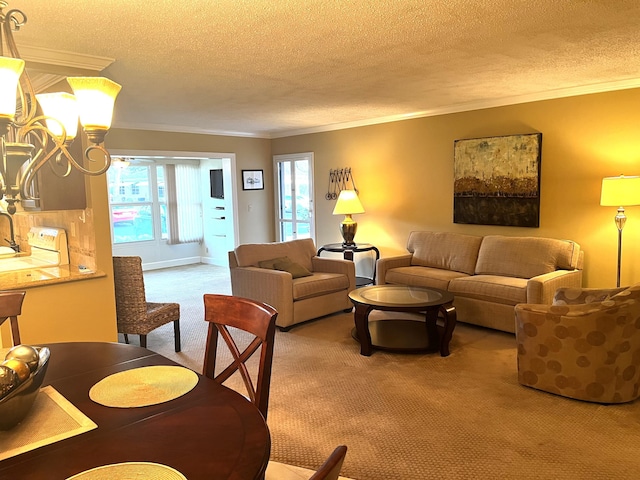 1292 High Point Pl S Unit B, Delray Beach, FL 33445 - living area with light colored carpet, crown molding, and a textured ceiling