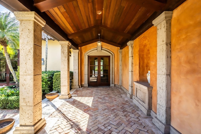 view of exterior entry with french doors