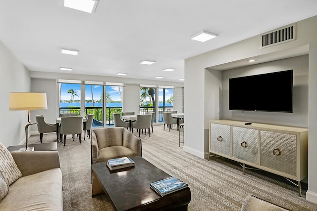 living room with carpet floors